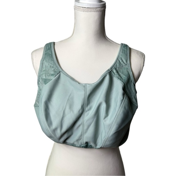 GLAMORISE SPORT no sweat mesh wirefree camo sports bra size 40G mint green NWOT - Picture 2 of 12